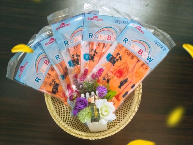 ถุงมือยางสีส้ม 13 นิ้ว (15mil)